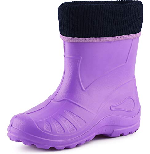 Ladeheid Kinder Mädchen Jungen Federleichte Eva Thermo Gummistiefel Gefüttert KL058 (Violett, 22 EU) von Ladeheid