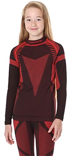 Ladeheid Kinder Mädchen Jungen Thermoaktives Langarm Shirt LASS0007 (Schwarz/Rot, 146-152) von Ladeheid