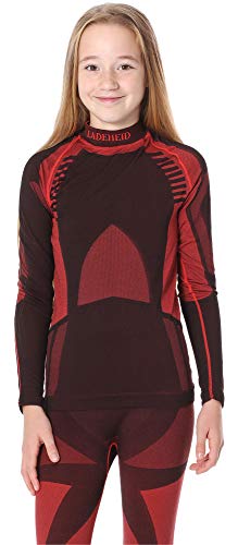 Ladeheid Kinder Mädchen Jungen Thermoaktives Langarm Shirt LASS0008 (Schwarz/Rot, 158-164) von Ladeheid