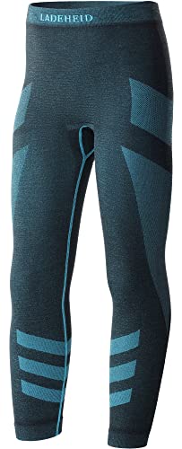 Ladeheid Thermounterwäsche Kinder Funktionsunterwäsche Thermoaktive Lange Unterhose Skiunterwäsche LAGI008 (Schwarz/Turquoise, 122-128) von Ladeheid