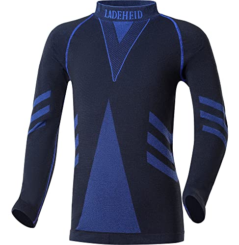 Ladeheid Thermounterwäsche Kinder Funktionsunterwäsche Thermoaktives Langarm Shirt Skiunterwäsche LAGI007 (Schwarz/Marineblau, 122-128) von Ladeheid