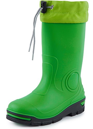 Ladeheid Gummistiefel Kinder mit Schnürung Hohe Regenstiefel für Jungen und Mädchen bequeme, rutschfeste und federleichte Regenschuhe für alle Jahreszeiten LARB014 (Grün, 29 30 EU) von Ladeheid