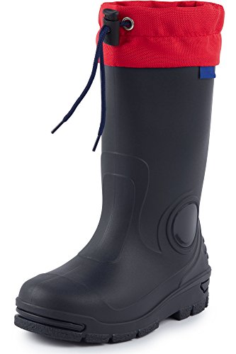 Ladeheid Gummistiefel Kinder mit Schnürung Hohe Regenstiefel für Jungen und Mädchen bequeme, rutschfeste und federleichte Regenschuhe für alle Jahreszeiten LARB014 (Marineblau, 33 34 EU) von Ladeheid