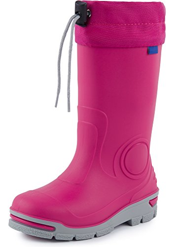 Ladeheid Gummistiefel Kinder mit Schnürung Hohe Regenstiefel für Jungen und Mädchen bequeme, rutschfeste und federleichte Regenschuhe für alle Jahreszeiten LARB014 (Rosa, 25 26 EU) von Ladeheid