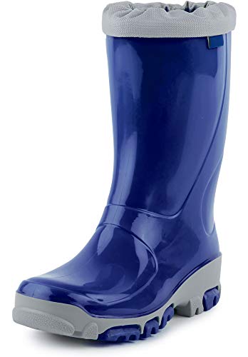 Ladeheid Gummistiefel Kinder bequeme und wasserdichte Regenschuhe für Jungen und Mädchen LARB015 (Kornblume Aschgrau, 31 32 EU) von Ladeheid