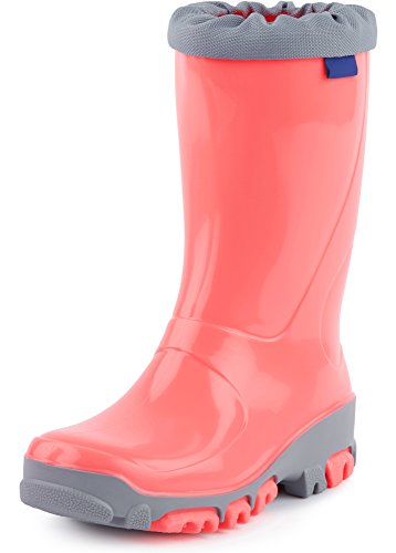 Ladeheid Gummistiefel Kinder bequeme und wasserdichte Regenschuhe für Jungen und Mädchen LARB015 (Lachs, 29 30 EU) von Ladeheid