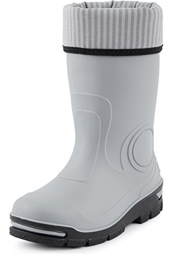 Ladeheid Kinder Mädchen Jungen Gummistiefel Regenschuhe mit Warme Socke LARB013 (Grau, 33 34 EU) von Ladeheid