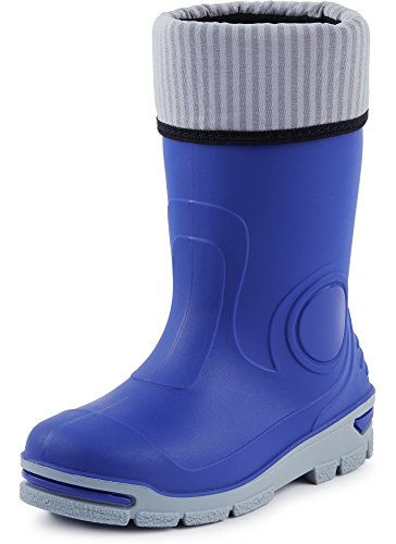 Ladeheid Kinder Mädchen Jungen Gummistiefel Regenschuhe mit Warme Socke LARB013 (Kornblume, 27 28 EU) von Ladeheid