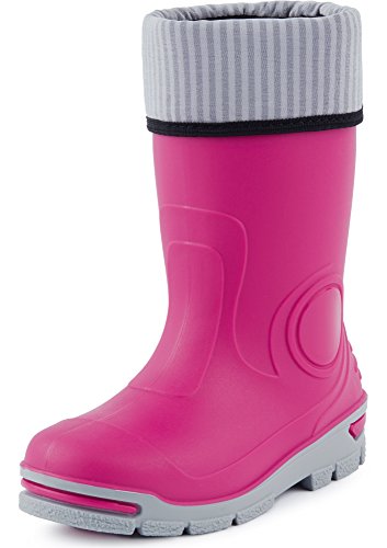 Ladeheid Kinder Mädchen Jungen Gummistiefel Regenschuhe mit Warme Socke LARB013 (Rosa, 23 24 EU) von Ladeheid
