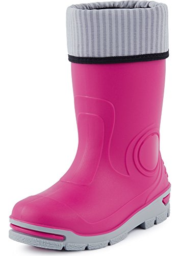 Ladeheid Kinder Mädchen Jungen Gummistiefel Regenschuhe mit Warme Socke LARB013 (Rosa, 25 26 EU) von Ladeheid