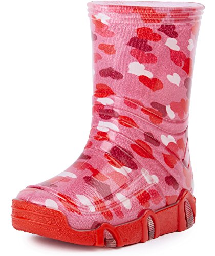 Ladeheid Kinder Mädchen Jungen Gummistiefel SwkBW 03 (Rosa Herz, 25/26 EU) von Ladeheid