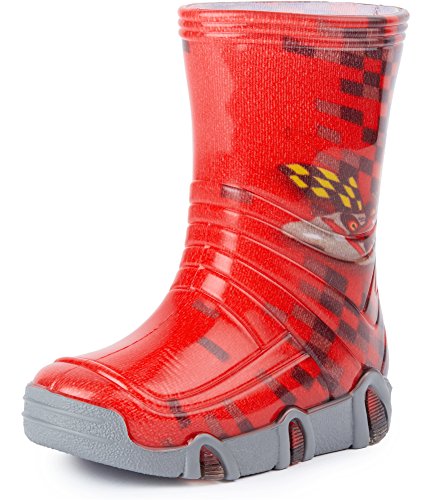 Ladeheid Kinder Mädchen Jungen Gummistiefel SwkBW 16 (Rot Auto, 27/28 EU) von Ladeheid