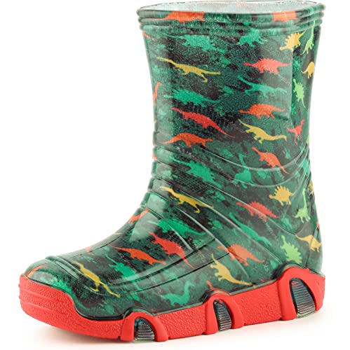 Ladeheid Kinder Mädchen Jungen Gummistiefel SwkBW 205 (Dunkles Türkis Dinosaurier, 21/22 EU) von Ladeheid