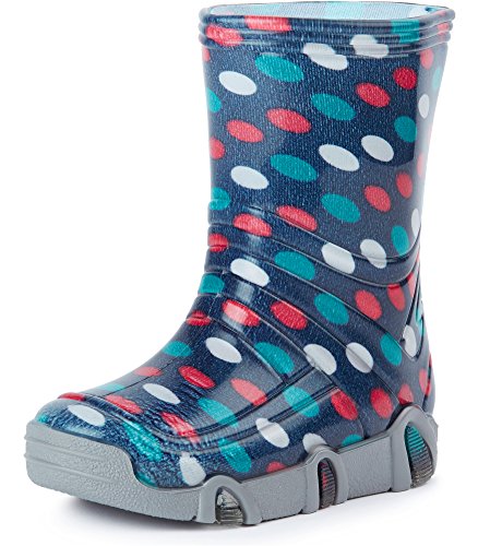 Ladeheid Kinder Mädchen Jungen Gummistiefel SwkBW 24 (Dunkelblau Punkte, 25/26 EU) von Ladeheid