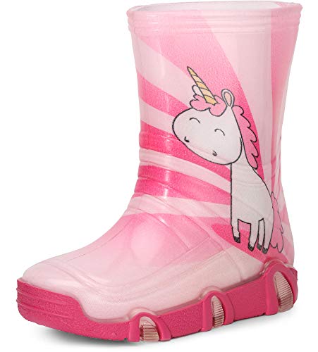 Ladeheid Kinder Mädchen Jungen Gummistiefel SwkBW30 (Rosa Einhorn 30, 25/26 EU) von Ladeheid