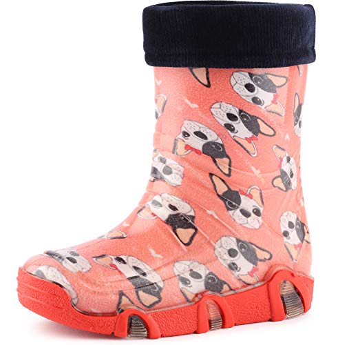 Ladeheid Kinder Mädchen Jungen Gummistiefel gefüttert Swk 206 (Pink Hunde, 21/22 EU) von Ladeheid