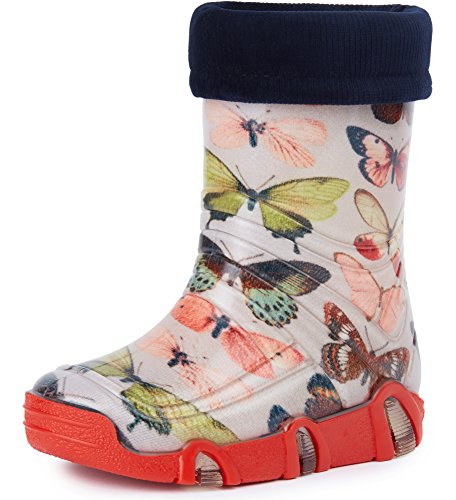 Ladeheid Kinder Mädchen Jungen Gummistiefel gefüttert Swk 28 (Schmetterling, 33/34 EU) von Ladeheid