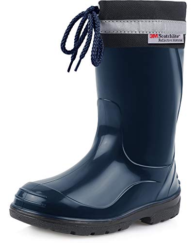 Ladeheid Kinder Gummistiefel mit Stulpe Regenstiefel für Jungen und Mädchen LA-972 (Dunkelblau/Schwarz, 25 EU) von Ladeheid