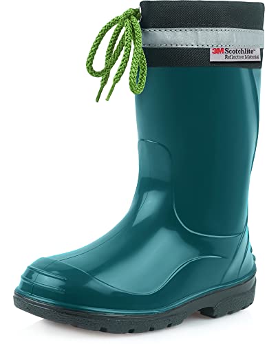 Ladeheid Kinder Gummistiefel mit Stulpe Regenstiefel für Jungen und Mädchen LA-972 (Dunkelgrün/Schwarz, 21 EU) von Ladeheid