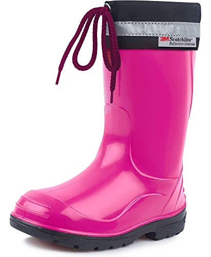 Ladeheid Kinder Gummistiefel mit Stulpe Regenstiefel für Jungen und Mädchen LA-972 (Fuchsia/Schwarz, 22 EU) von Ladeheid