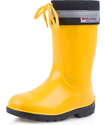 Ladeheid Kinder Gummistiefel mit Stulpe Regenstiefel für Jungen und Mädchen LA-972 (Gelb/Schwarz, 20 EU) von Ladeheid