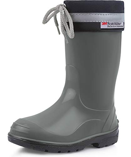 Ladeheid Kinder Gummistiefel mit Stulpe Regenstiefel für Jungen und Mädchen LA-972 (Grau/Schwarz, 24 EU) von Ladeheid