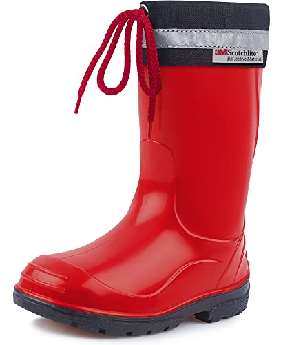 Ladeheid Kinder Gummistiefel mit Stulpe Regenstiefel für Jungen und Mädchen LA-972 (Rot/Schwarz, 22 EU) von Ladeheid