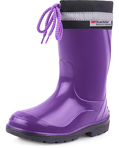 Ladeheid Kinder Gummistiefel mit Stulpe Regenstiefel für Jungen und Mädchen LA-972 (Violett/Schwarz, 22 EU) von Ladeheid