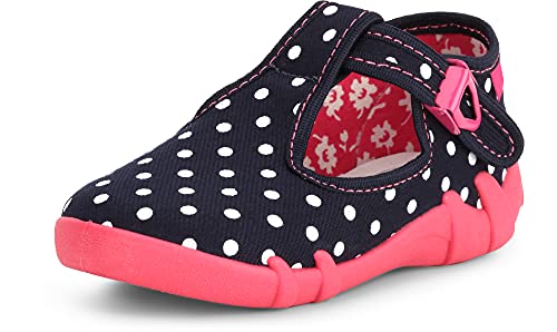 Ladeheid Kinder Mädchen Jungen Hausschuhe Schlapfen LARB001 (Marineblau Punkte, 25 EU) von Ladeheid