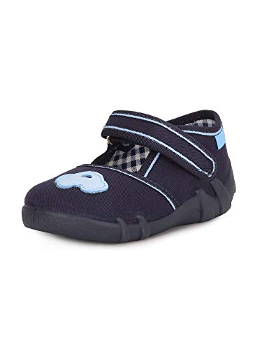 Ladeheid Kinder Mädchen Jungen Hausschuhe Schlapfen LARB002 (Marineblau Auto, 19 EU) von Ladeheid