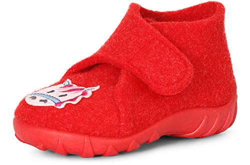 Ladeheid Kinder Mädchen Jungen Hausschuhe aus Filz LA-618 (Pferd Rot, 20 EU) von Ladeheid