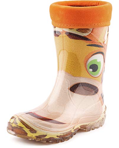 Ladeheid Kinder Mädchen Jungen PVC Gummistiefel Regenstiefel KL003 (Orange/Giraffe, 23/24 EU) von Ladeheid