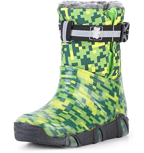 Ladeheid Kinder Mädchen Jungen Schneestiefel mit Muster Winterstiefel Gummistiefel gefüttert LAZT008(05-Grün, 21/22 EU) von Ladeheid