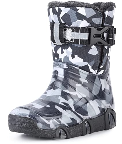 Ladeheid Kinder Mädchen Jungen Schneestiefel mit Muster Winterstiefel Gummistiefel gefüttert LAZT008(07-Grau, 29/30 EU) von Ladeheid