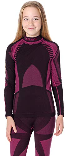 Ladeheid Kinder Mädchen Jungen Thermoaktives Langarm Shirt LASS0008 (Schwarz/Rosa, 134-140) von Ladeheid