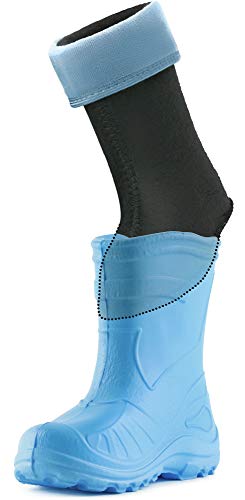 Ladeheid Kinder Mädchen Jungen Wärmende Stiefelsocken für Gummistiefel Innenschuh KL045 (Hellblau, 23 EU) von Ladeheid