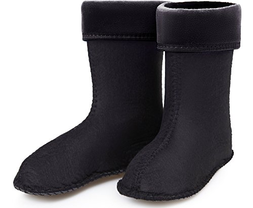 Ladeheid Kinder Mädchen Jungen Wärmende Stiefelsocken für Gummistiefel Innenschuh KL045 (Schwarz, 23 EU) von Ladeheid