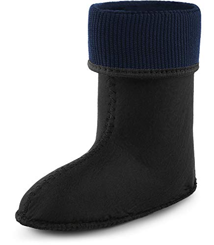 Ladeheid Kinder Mädchen Jungen Wärmende Stiefelsocken für Gummistiefel Innenschuh KL058 (Schwarz, 24 EU) von Ladeheid