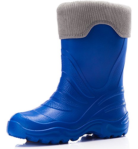 Ladeheid Kinder Mädchen Jungen federleichte Eva Thermo Gummistiefel gefüttert LA-861 (Blau2727c/Grau, 24/25 EU) von Ladeheid