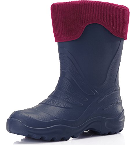 Ladeheid Kinder Mädchen Jungen federleichte Eva Thermo Gummistiefel gefüttert LA-861 (Blau295c/Rosa, 28/29 EU) von Ladeheid