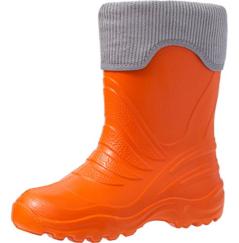 Ladeheid Kinder Mädchen Jungen federleichte Eva Thermo Gummistiefel gefüttert LA-861 (Orange151c/Grau, 26/27 EU) von Ladeheid