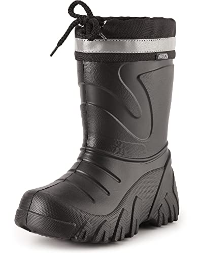 Ladeheid Kinder Mädchen Jungen federleichte Eva Winter Thermo Gummistiefel gefüttert LA-835 (Schwarz/Blendung, 34/35 EU) von Ladeheid