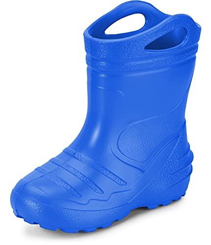 Ladeheid Gummistiefel Kinder federleichte Eva Regenschuhe Bequeme und leichte Regenstiefel Kinder perfekt für Frühling und Sommer KL051-S (Blau, 32 EU) von Ladeheid