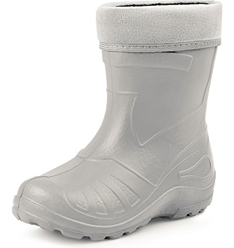 Ladeheid Kinder Mädchen Jungen federleichte Eva Thermo Gummistiefel Regenstiefel gefüttert KL050 (Grau, 27 EU) von Ladeheid