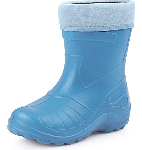 Ladeheid Gummistiefel Kinder federleichte und wasserdichte Eva Thermo Regenstiefel Gummistiefel gefüttert KL050 (Hellblau, 23 EU) von Ladeheid