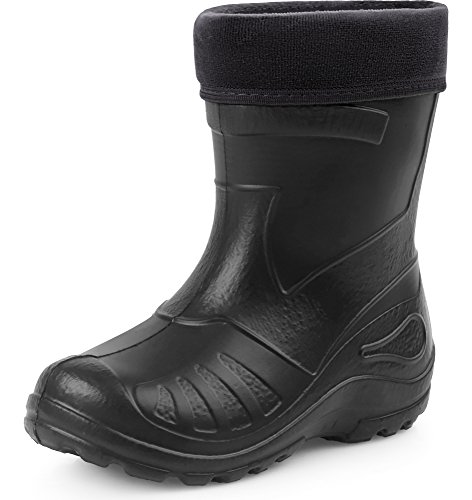 Ladeheid Kinder Mädchen Jungen federleichte Eva Thermo Gummistiefel Regenstiefel gefüttert KL050 (Schwarz, 27 EU) von Ladeheid