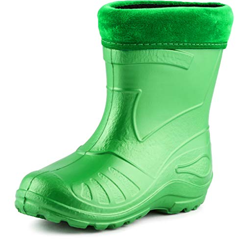 Ladeheid Gummistiefel Kinder federleichte und wasserdichte EVA Thermo Regenstiefel Gummistiefel gefüttert KL050 (Smaragdgrün, 25 EU) von Ladeheid