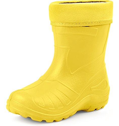 Ladeheid Kinder Mädchen Jungen federleichte Eva Thermo Gummistiefel Regenstiefel gefüttert KL050 (Sonnig, 22 EU) von Ladeheid