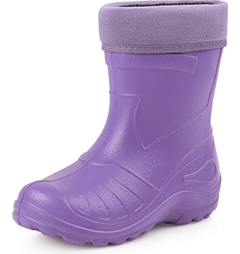 Ladeheid Gummistiefel Kinder federleichte und wasserdichte EVA Thermo Regenstiefel Gummistiefel gefüttert KL050 (Violett, 22 EU) von Ladeheid