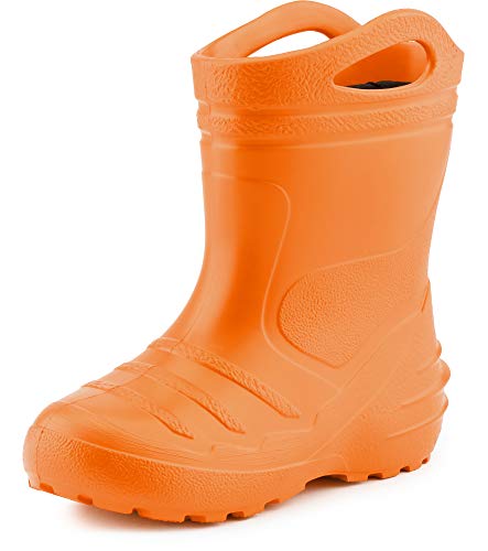 Ladeheid Kinder Mädchen Jungen federleichte EVA Thermo Gummistiefel gefüttert KL051 (Orange, 23 EU) von Ladeheid